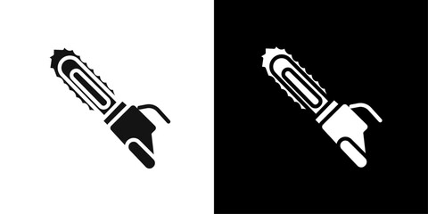Chainsaw icon Flat vector set outline
