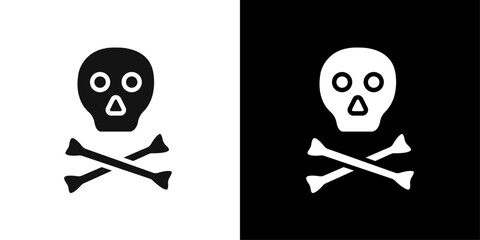 Crossbones skull icon Flat vector set outline