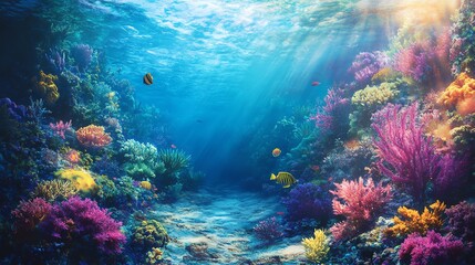 Naklejka premium Vibrant coral reef underwater scene