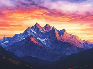 Stunning mountain landscape at sunset