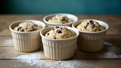  Deliciously baked cookie dough in cups ready to be enjoyed