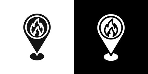 fire location icon Flat vector set outline