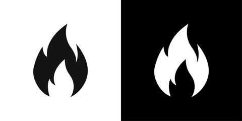 Flame fire icon Flat vector set outline