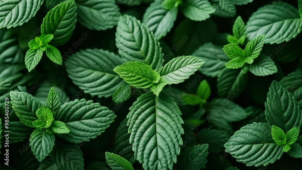 Sticker  Vibrant green leaves of a plant closeup