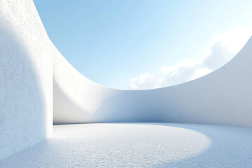 Abstract 3D rendering minimalist style architectural space scene