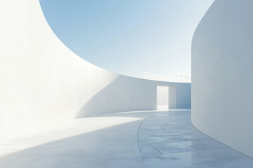 Abstract 3D rendering minimalist style architectural space scene