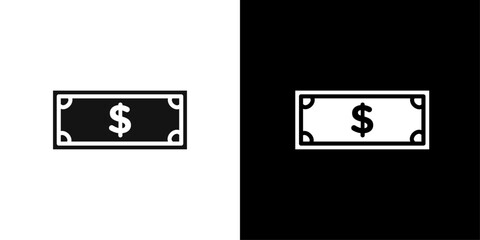 Money icon Flat vector set outline