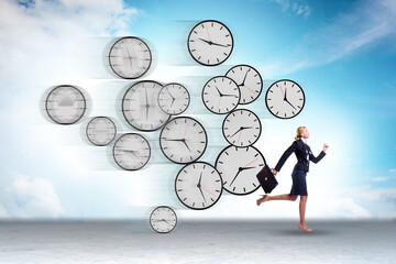 Time stress management concept with businesswoman