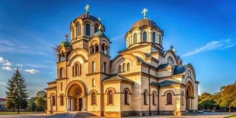 Obraz premium Orthodox church with stunning architecture in Belgrade, Serbia , Saint Sava, landmark, Serbian, religious