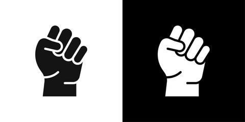 raised fists icon Flat vector set outline