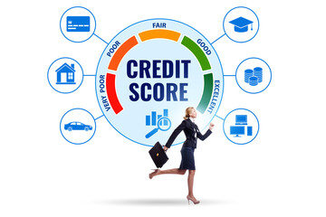 Credit score concept with businesswoman