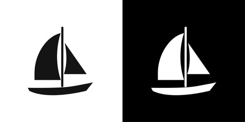 Sailboat icon Flat vector set outline