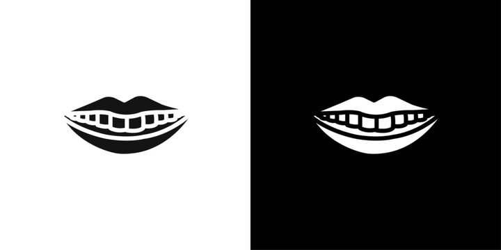 smile with teeth icon Flat vector set outline