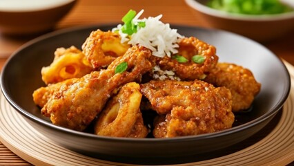 Fototapeta premium Deliciously crispy fried chicken ready to be savored