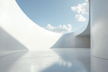 Abstract 3D rendering minimalist style architectural space scene