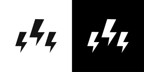 Thunder lightning icon Flat vector set outline
