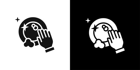 Washing plate icon Flat vector set outline