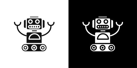 Wheels robot icon Flat vector set outline