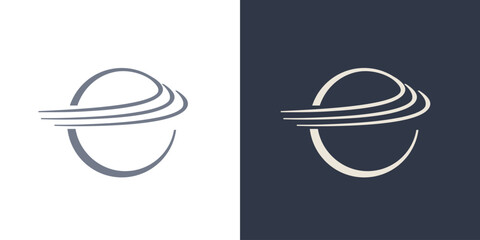 Globe planet circle outline icon vector line abstrat earth logo