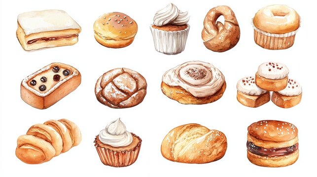 Delectable Bakery Sticker Collection Featuring Miniature Breads and Pastries