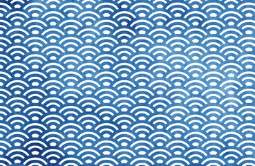 水彩　和柄　青海波
