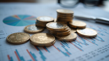 coins and calculator on the table