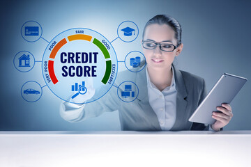 Businessman in credit score concept