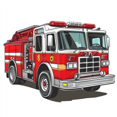 Fire Rescue Truck Isolated, fire truck isolated on white background