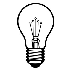 Vector outline of a vintage light bulb icon.