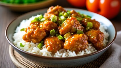 Fototapeta premium Delicious Asianinspired meal ready to be savored