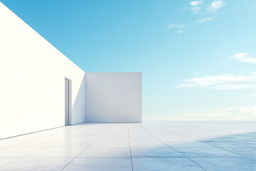 Abstract 3D rendering minimalist style architectural space scene
