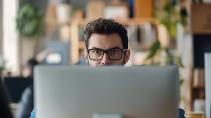 Hiding Behind Desk In Office.