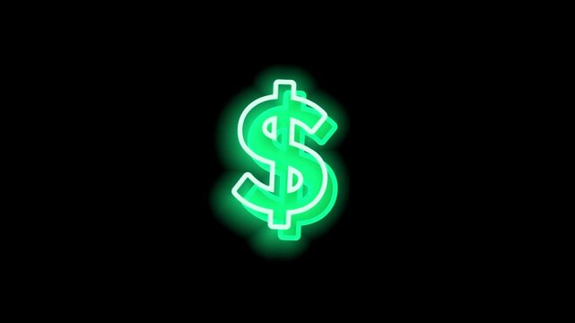 dollar sign on black background neon style