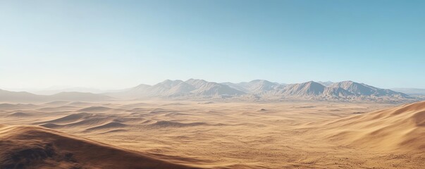 Fototapeta premium A vast desert stretching as far as the eye can see, its rolling sand dunes and sparse vegetation creating a sense of desolation and wonder in 8K