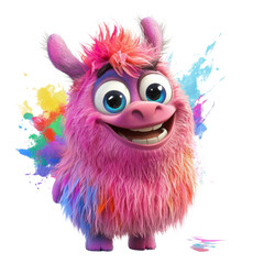 Cute and Colorful Cartoon Monster Character with Fur