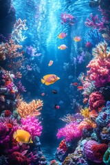 Fototapeta premium Vibrant coral reef with colorful fish