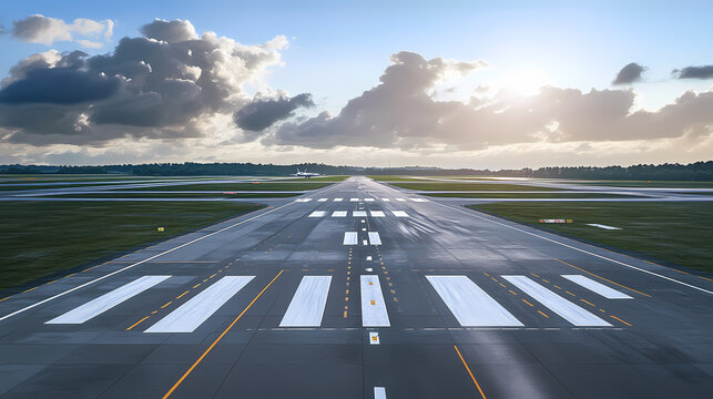 An airport's tarmac alarm system, alerting ground personnel to runway incursions and ensuring flight safety. Runway Model. Illustration