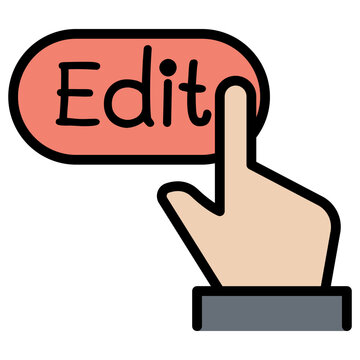 hand pressing edit button, flat design clip art preview