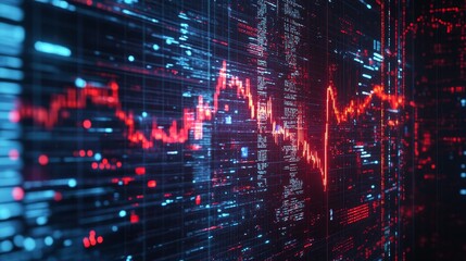 Fototapeta premium Digital screen with error messages and crashing graphs, Risk, technology sector failure