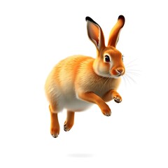 Obraz premium Vibrant Hare Hopping: Gold and Orange on White