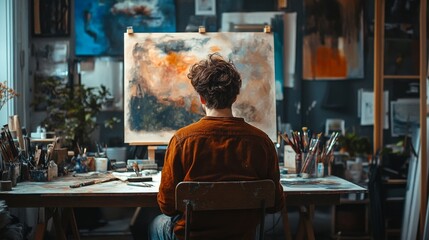 Obraz premium Artist managing creative projects and personal tasks, creativity, burden, responsibility, unpaid work