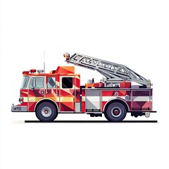 Fire Rescue Truck Isolated, fire truck isolated on white background