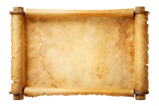 vintage scroll papyrus parchment paper isolated on a white background