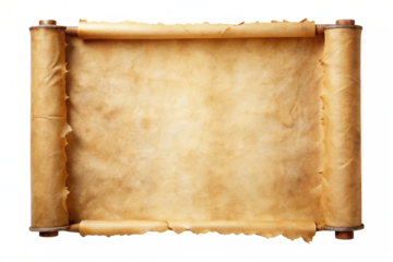 vintage scroll papyrus parchment paper isolated on a white background