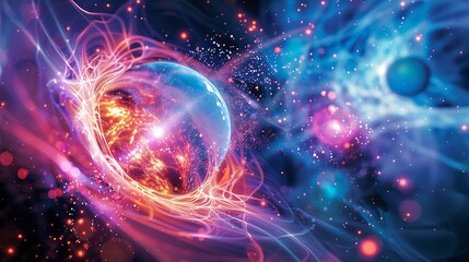 Abstract depiction of a cosmic event with swirling energy and light, showcasing the beauty and power of the universe.