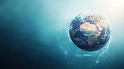 Fototapeta premium Earth melting into a water vortex, symbolizing climate impact, dynamic movement, surreal concept, vibrant colors, highresolution