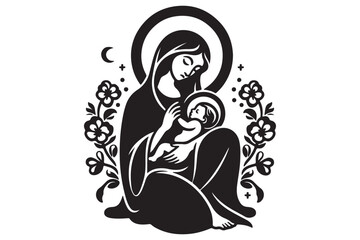 Mother day Silhouettes vector  illustration1