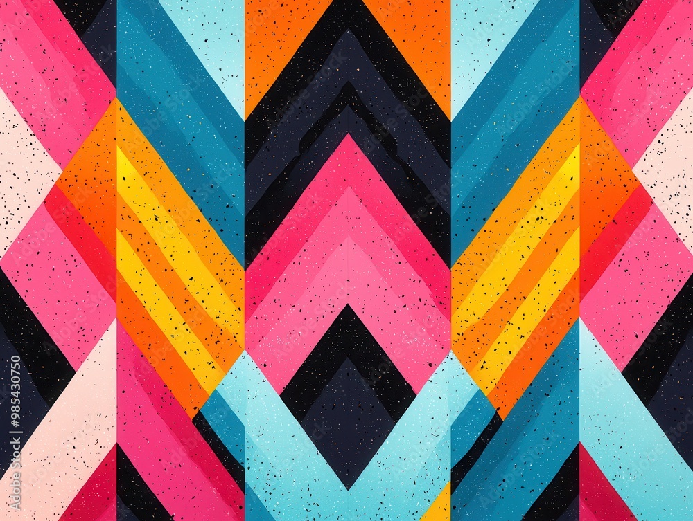 Poster Abstract Geometric Pattern with Colorful Stripes and Dots.