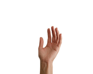 Obraz premium Outstretched hand reaching upward on a transparent background