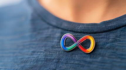 Show support for autism Wear this infinity rainbow pin on your tshirt and join the autism rights movement.